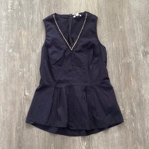Calvin Klein Beaded V-Neck Peplum Top